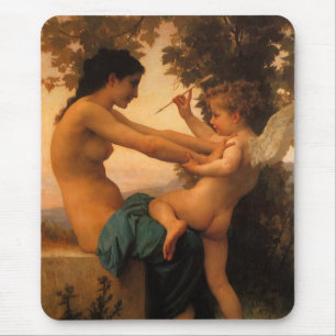 Girl Defending Herself Against Cupid by Bouguereau Mouse Mat
