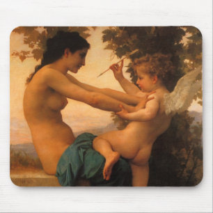 Girl Defending Herself Against Cupid by Bouguereau Mouse Mat