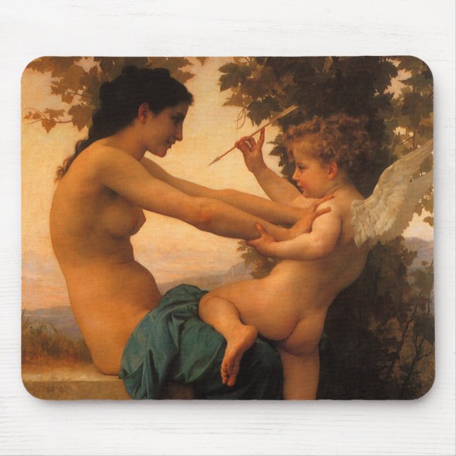 Girl Defending Herself Against Cupid by Bouguereau Mouse Mat (Front)