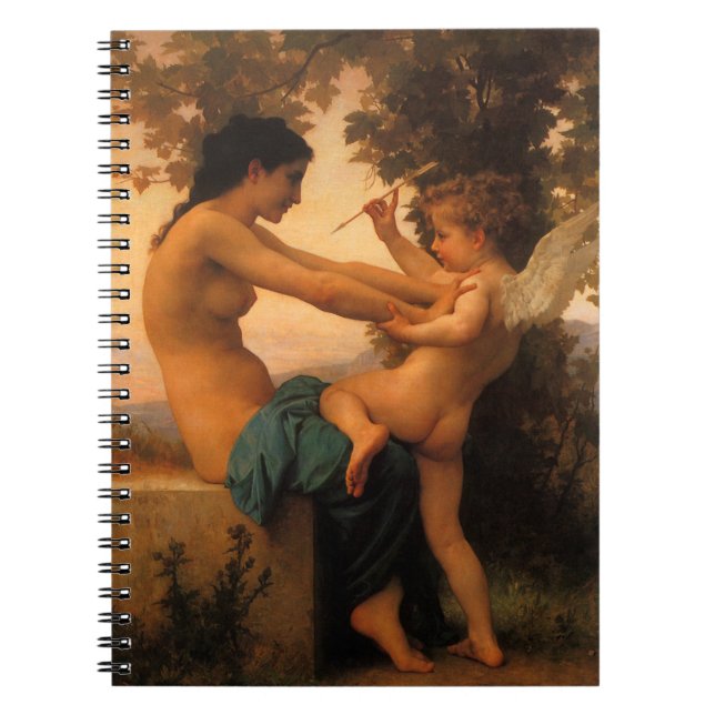 Girl Defending Herself Against Cupid by Bouguereau Notebook (Front)