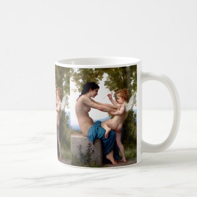 Girl Defending Herself Against Eros Cupid Painting Coffee Mug (Right)
