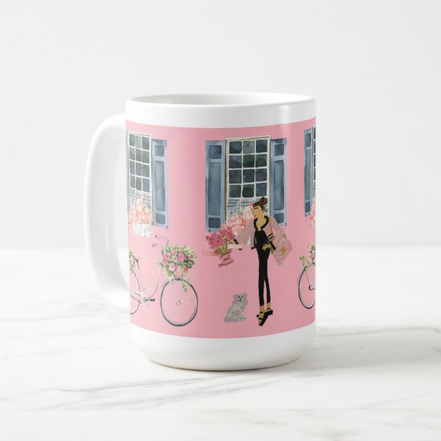 Girl Designer Bag Purse Dog Dogs  art print Coffee Mug (Front Left)