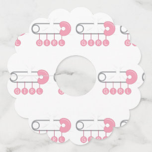 Girl Diaper Pin Wine Glass Tag