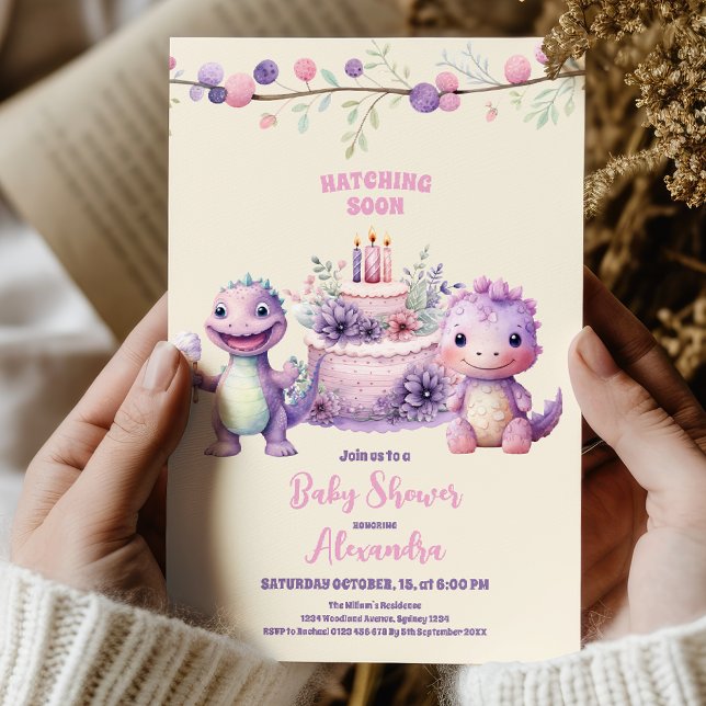 Girl Dinosaur Baby Shower Invitation (Creator Uploaded)