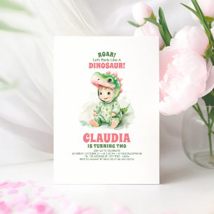 Girl Dinosaur Birthday Invitations