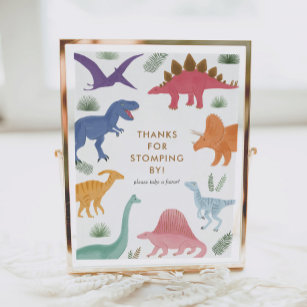 Girl Dinosaur Birthday Party Favours Sign