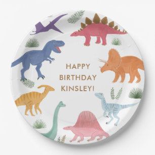 Girl Dinosaur Birthday Party Paper Plate
