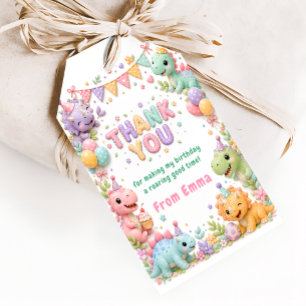 Girl Dinosaur Birthday Party Thank You Gift Tags
