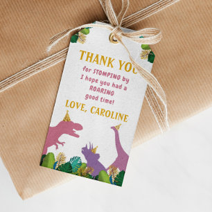 Girl Dinosaur Birthday Party Thank You Tag