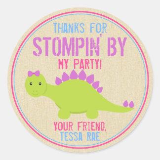 Girl Dinosaur Birthday Stickers Pink Dinosaurs