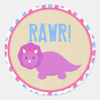 Girl Dinosaur Birthday Stickers Pink Dinosaurs
