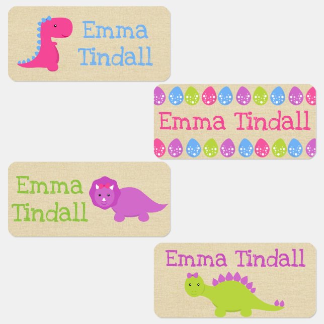 Girl Dinosaur Clothing Labels for Kids (Group)