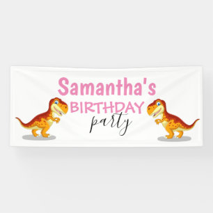 Girl Dinosaur Pink  Banner