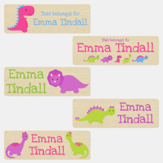 Girl Dinosaur School Labels