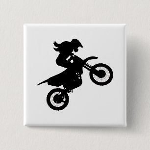Girl Dirt Bike   15 Cm Square Badge