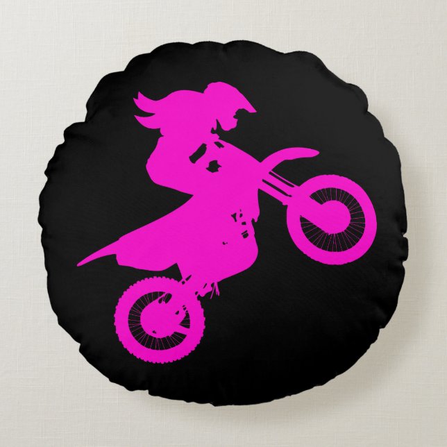 Girl Dirt Bike   Round Cushion (Front)