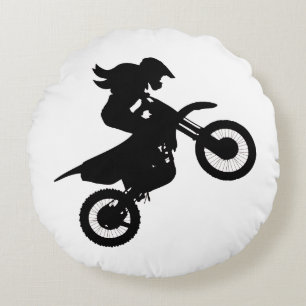 Girl Dirt Bike Round Cushion