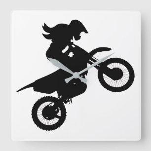 Girl Dirt Bike Square Wall Clock