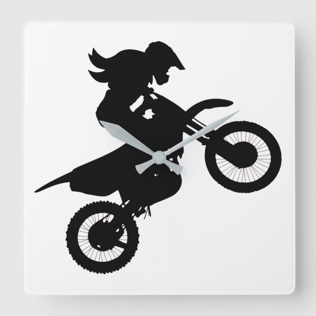 Girl Dirt Bike   Square Wall Clock (Front)