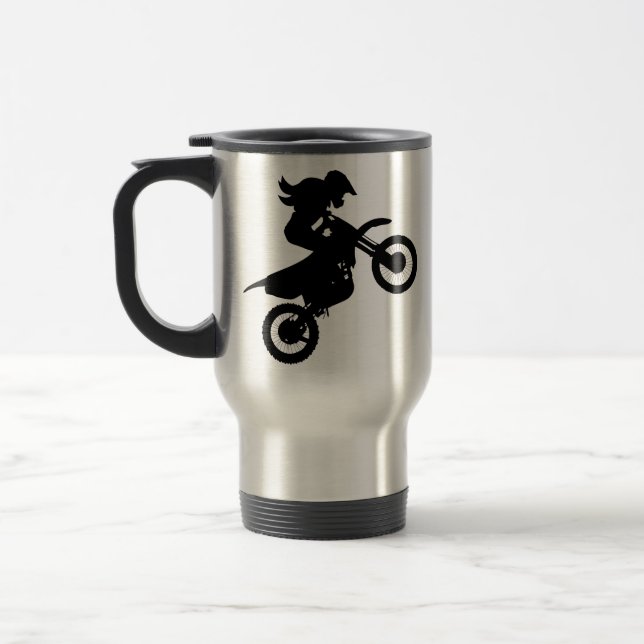 Girl Dirt Bike Travel Mug (Left)