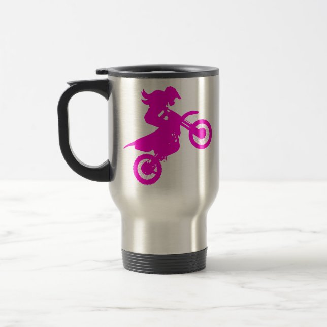 Girl Dirt Bike Travel Mug (Left)