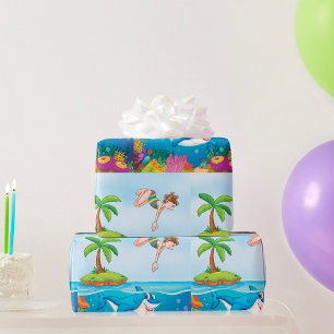 Girl Diving Into The Ocean Wrapping Paper