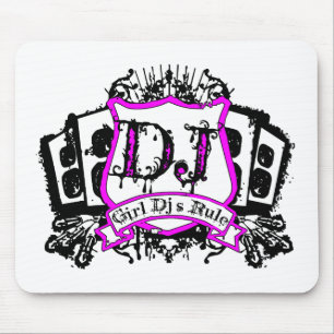 Girl Dj Crest Mouse Mat