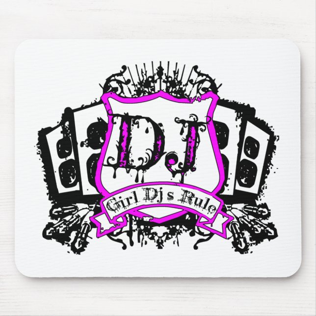 Girl Dj Crest Mouse Mat (Front)