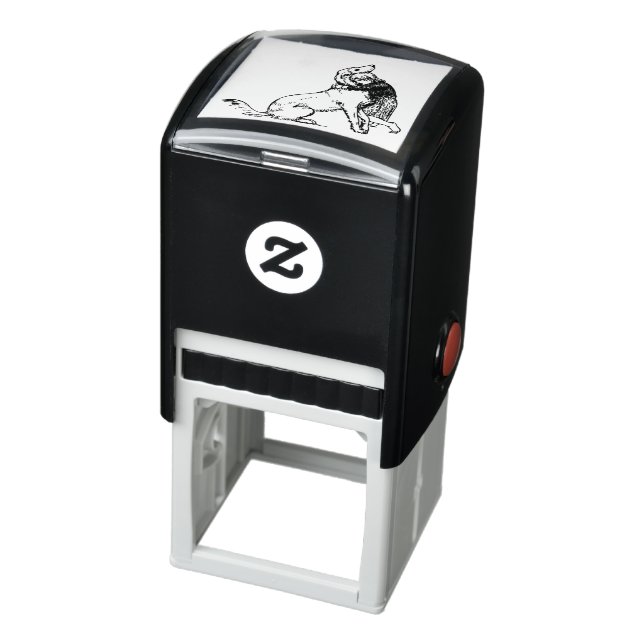 girl dog line art female child self-inking stamp (Product)