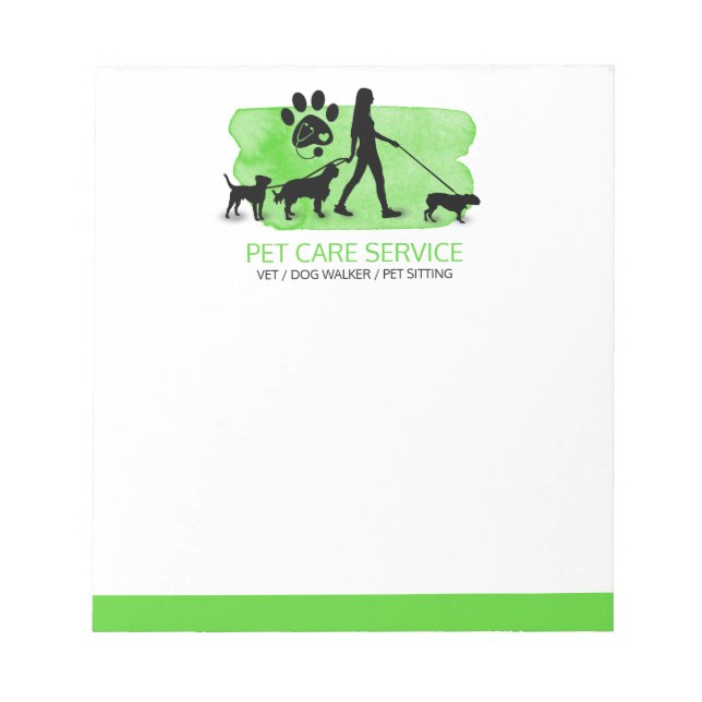 Girl Dog walker / Pet Care Sitting Notepad (Front)