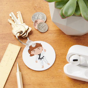 Girl Doing Karate Keychain