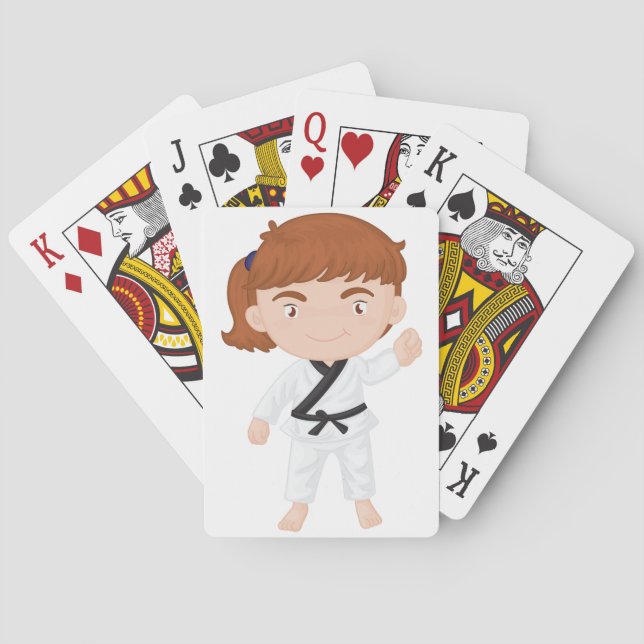 Girl Doing Karate Playing Cards (Back)