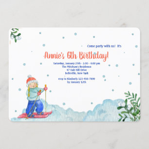 Girl Doing Winter Sports Invitation