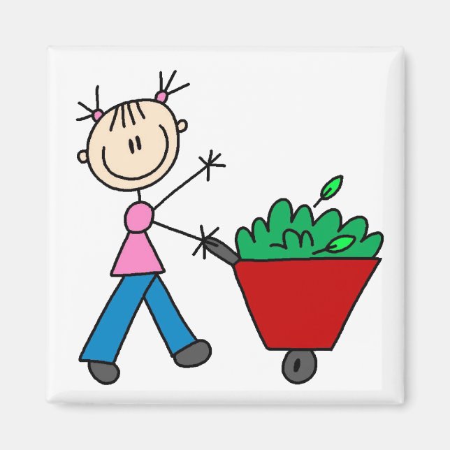 Girl Doing Yardwork Magnet (Front)