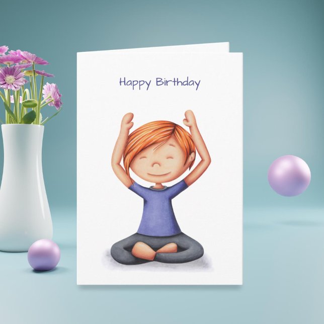 Girl Doing Yoga Meditating Birthday  Card (Creator Uploaded)