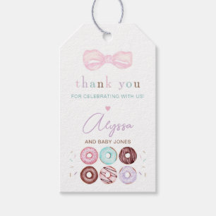 Girl Doughnut and Bow Baby Shower Gift Tags