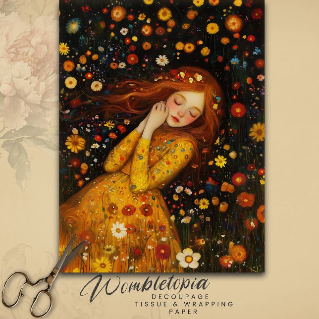 Girl Dreaming in a Field of Golden Wildflowers  Tissue Paper (Creator Uploaded)