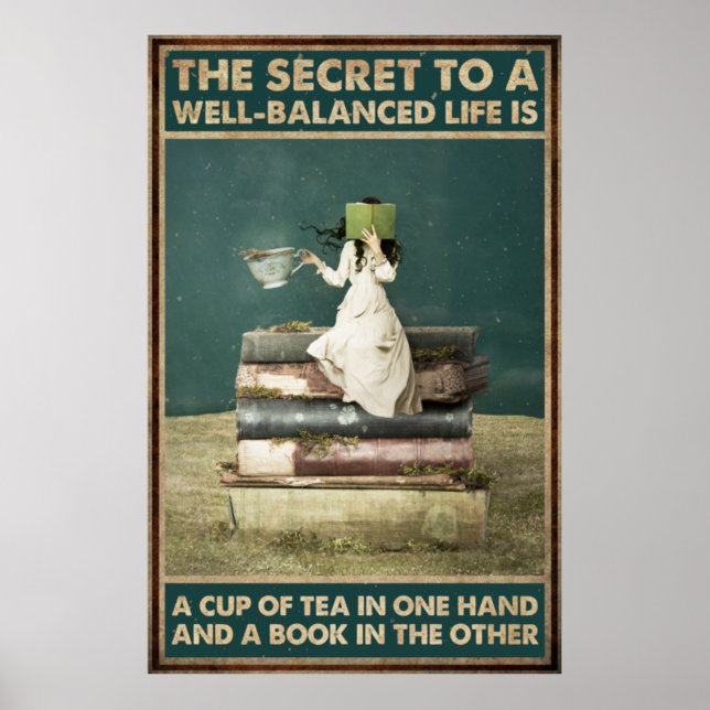 Girl Drink Tea And Love Reading Book Poster (Front)