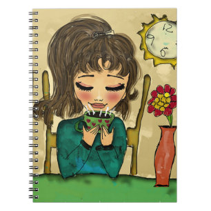 Girl Drinking Hot Chocolate Notebook