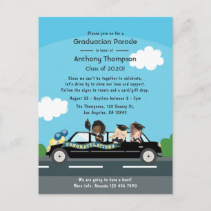 Girl Drive By Graduation Party Postcard