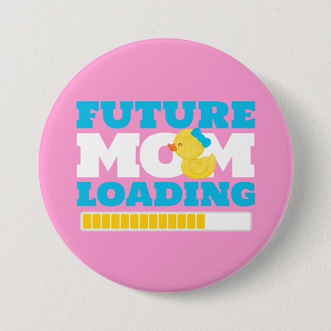 Girl Duck Future Mum Loading Baby Shower Button (Front)