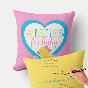 Girl Duck Wishes for Baby Autograph Signing Pillow