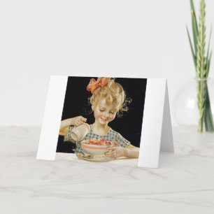 Girl Eating Breakfast Card