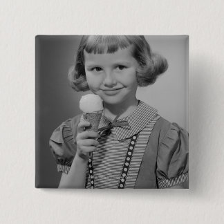 Girl Eating Ice Cream 15 Cm Square Badge