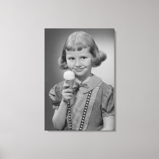 Girl Eating Ice Cream Canvas Print
