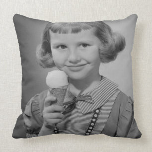Girl Eating Ice Cream Cushion