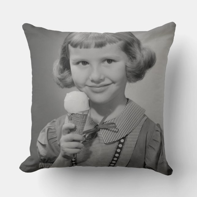 Girl Eating Ice Cream Cushion (Front)