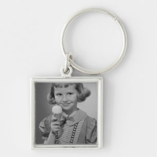 Girl Eating Ice Cream Key Ring