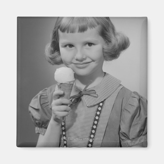 Girl Eating Ice Cream Magnet (Front)