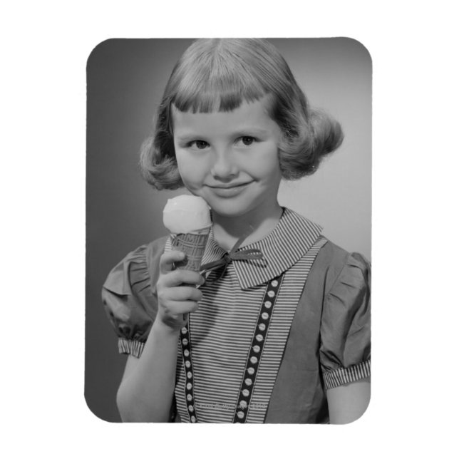 Girl Eating Ice Cream Magnet (Vertical)